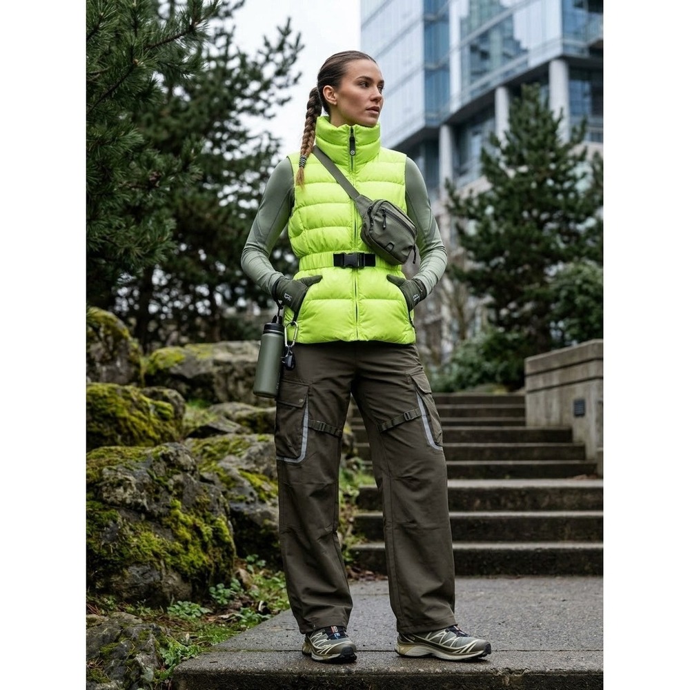 Belted Down Puffer Vest Stand Collar W Petite Sm/Jr 7 Gorpcore Street Utillity